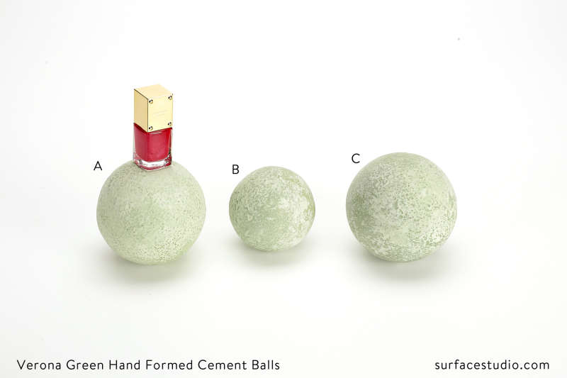 Verona Green Hand Formed Cement Balls (3) $35 each (F3)