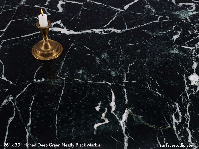 Honed Deep Green Nearly Black Marble. (75 Lbs)