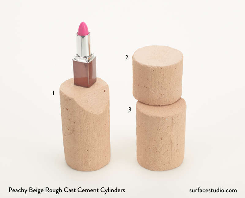 Peachy Beige Rough Cast Cement Cylinders (3) (Mini B2)