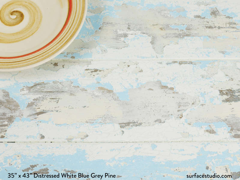 Distressed White Blue Grey Pine