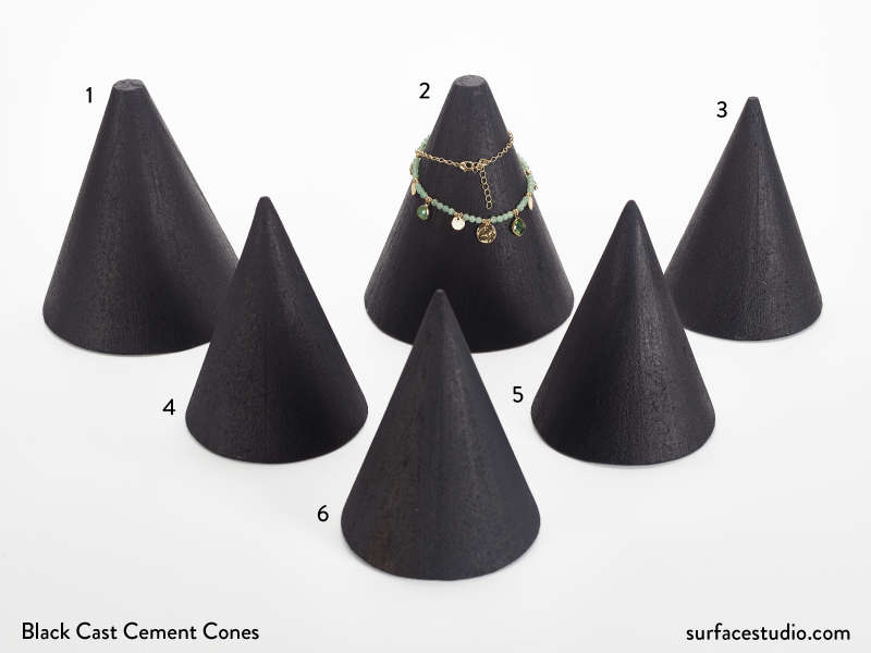 Black Cast Cement Cones (6) $40 each  (H3)