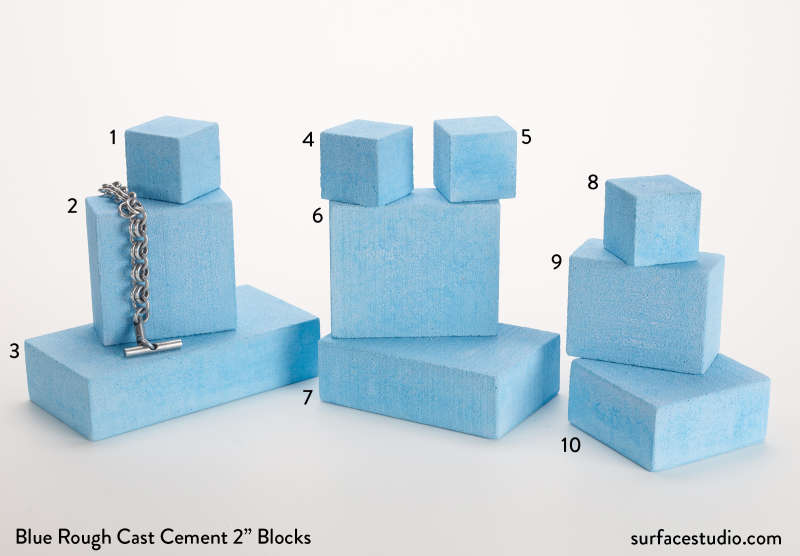 Blue Rough Cast Cement 2" Blocks (10) $30 - $45 (H4)