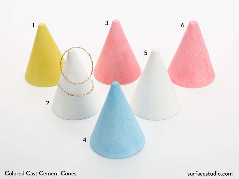 Colored Cast Cement Cones (6) $40 each  (H1)