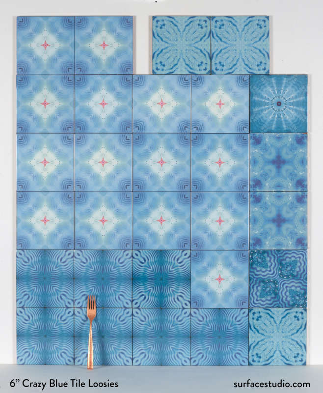 Crazy Blue Tile Loosies 6" square (29) $6 each