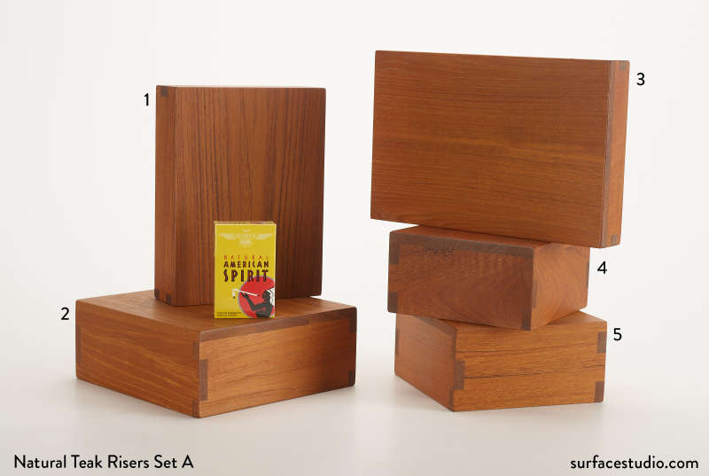 Natural Teak Risers Set A (5) $45 - $55 (Mini C4)