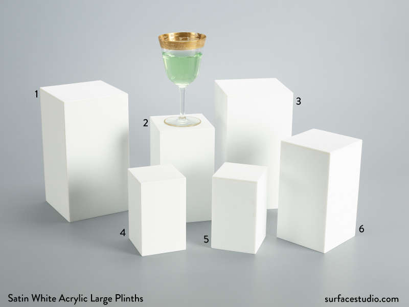 Satin White Acrylic Large Plinths (6) $45 - $60