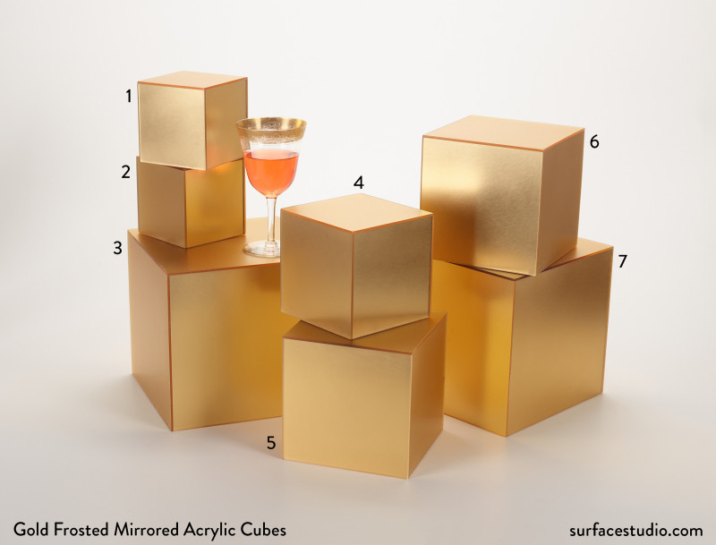 Gold Frosted Mirrored Acrylic Cubes (7) $45 - $80