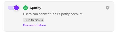 ClerkのダッシュボードからSpotifyの認証を使う設定をONにするだけ