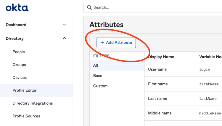 Adding Permission attribute to Okta.