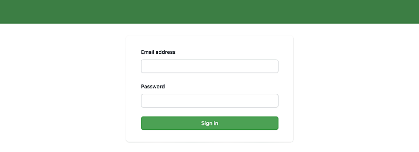 Screenshot of the application with the login form
