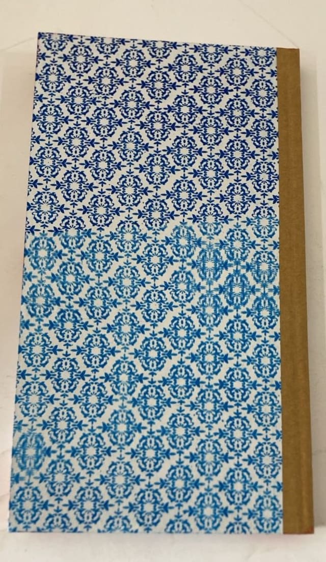 Foolscap Notebook — Blue Pattern, Gold Spine — additional product photo