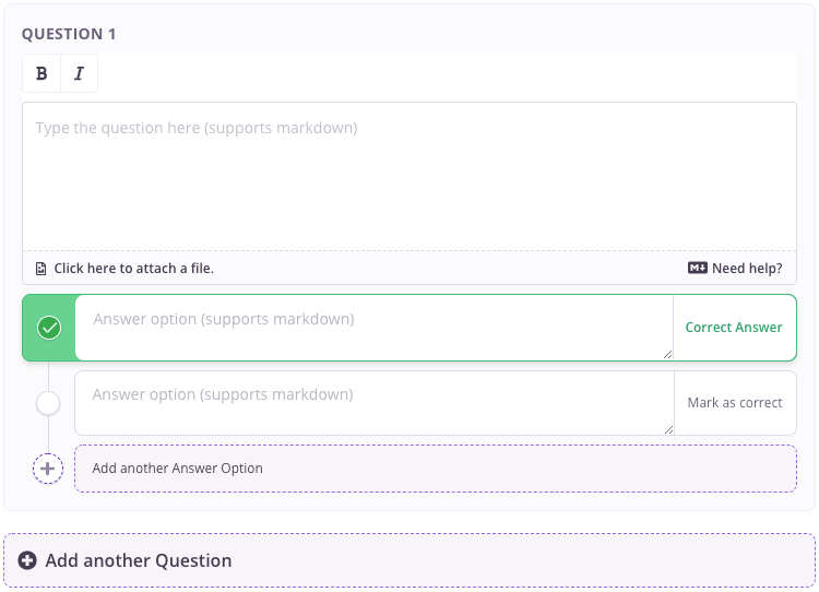 Preparing a quiz