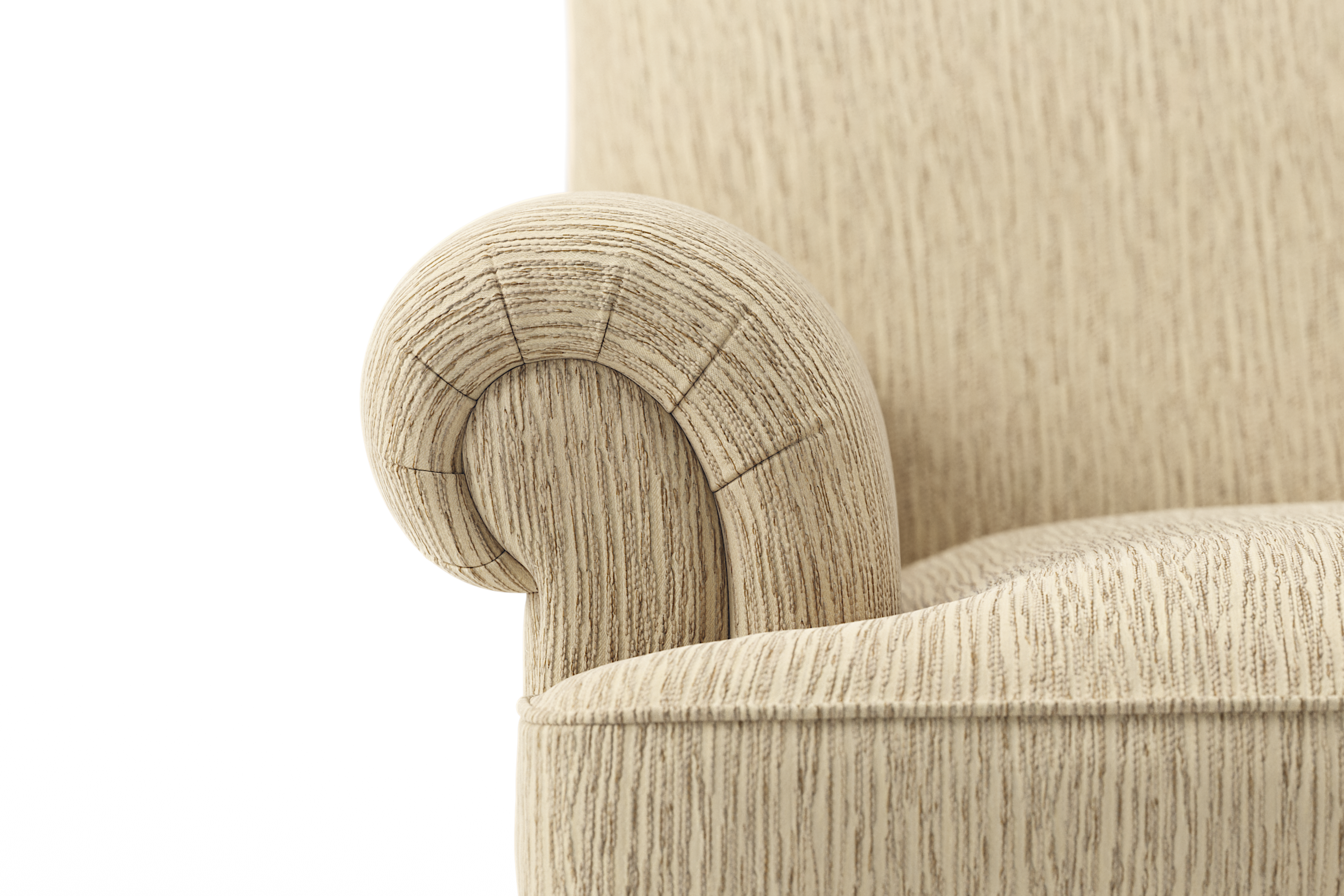 Close-up of armrest with black background
