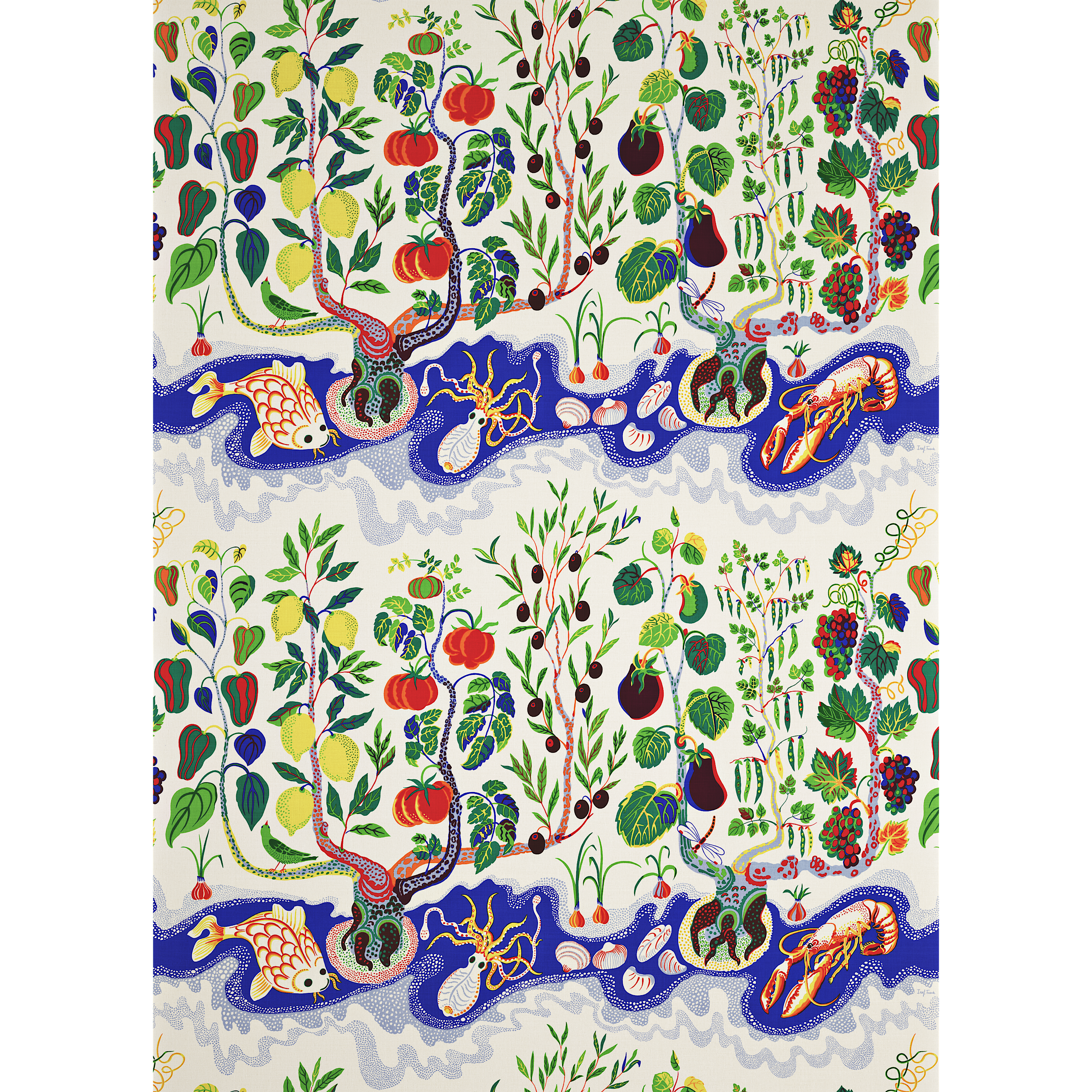 Fabric Sample Gröna Fåglar – Josef Frank