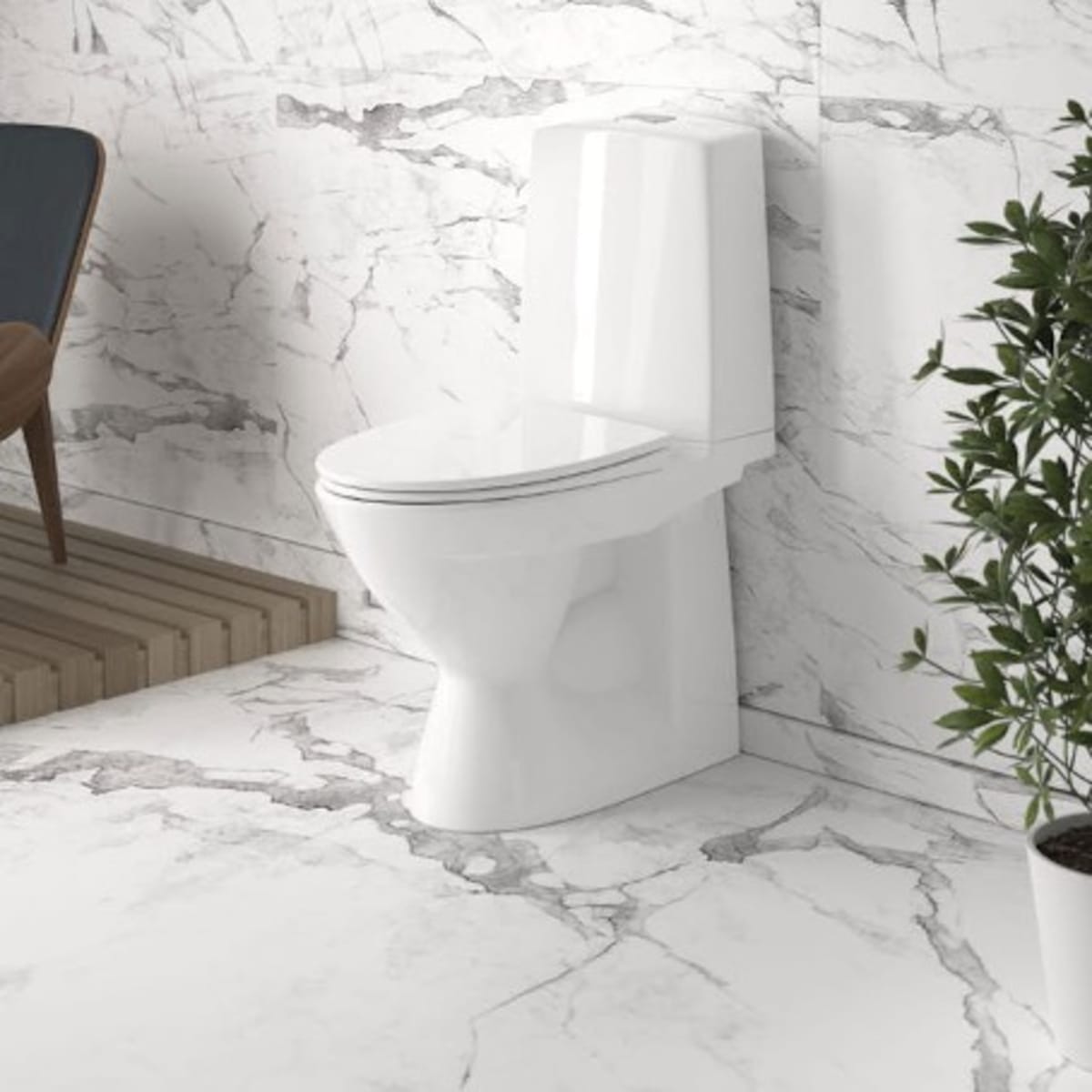 Golvstående toalett med silikonmontering