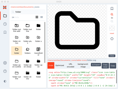 SVGX desktop SVG icon manager