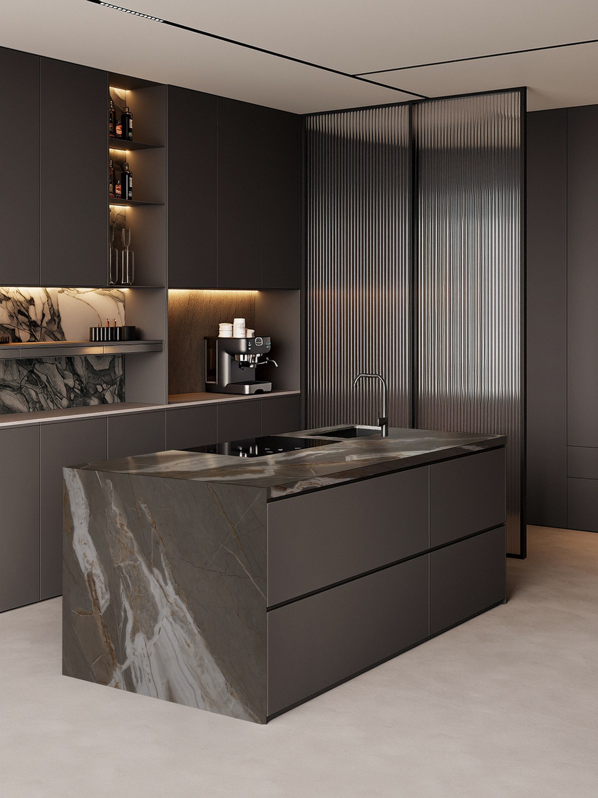 Blue Denim Sintered Stone Slab product view