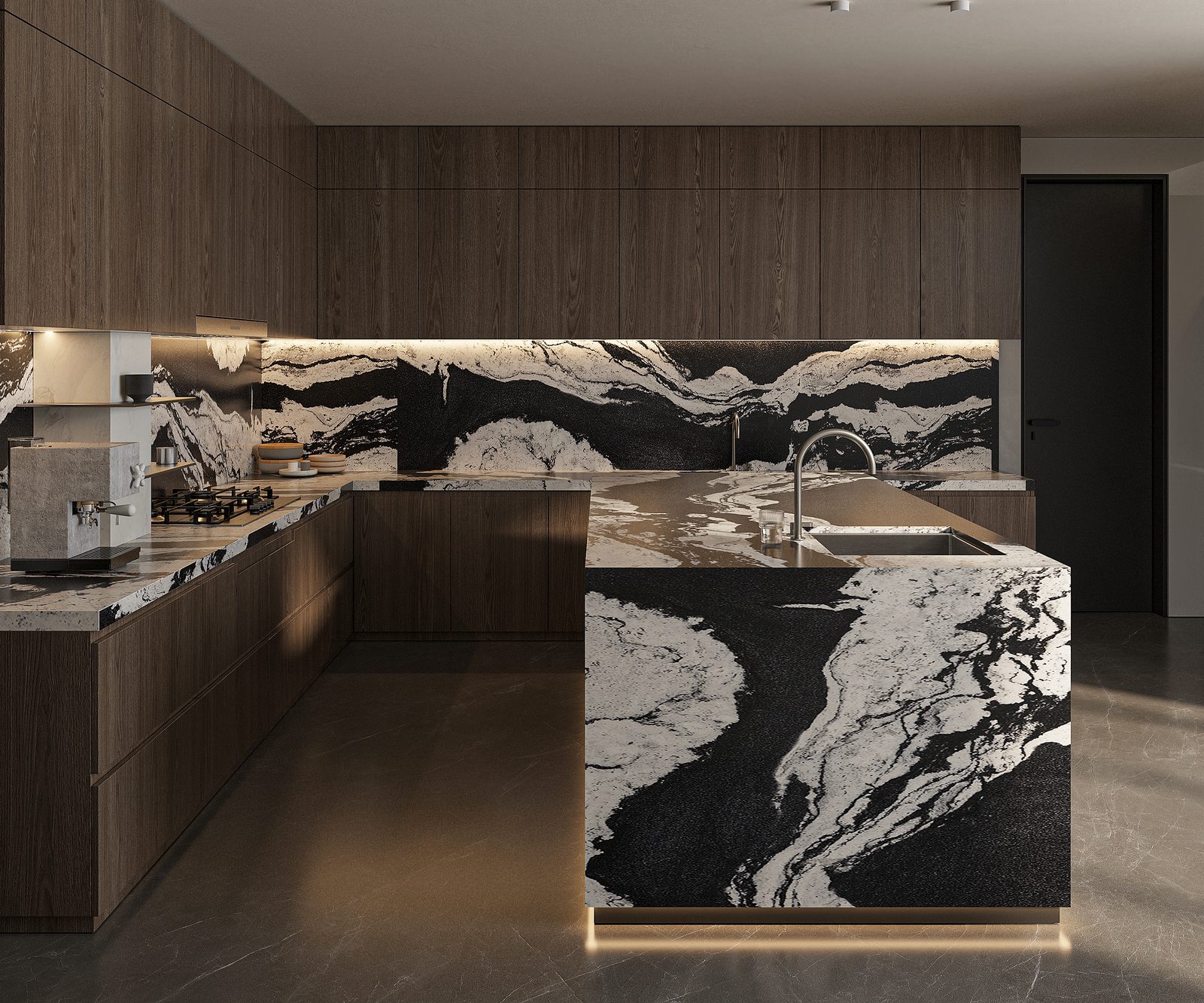 Premium Python Black Sintered Stone Slab product view