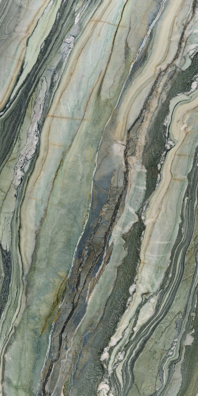 Algae Green Sintered Stone Slab in space