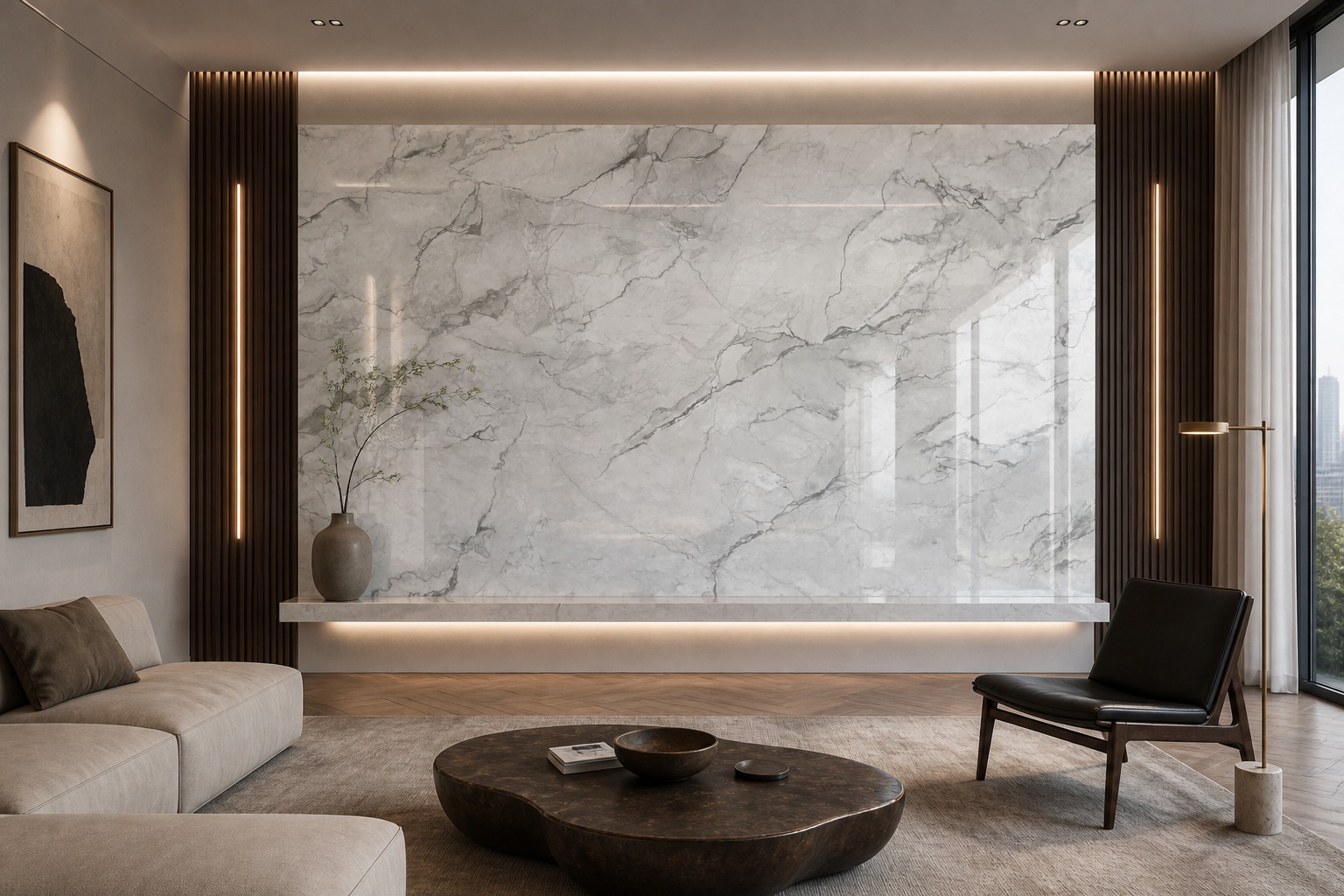 Camus White Sintered Stone Slab product view