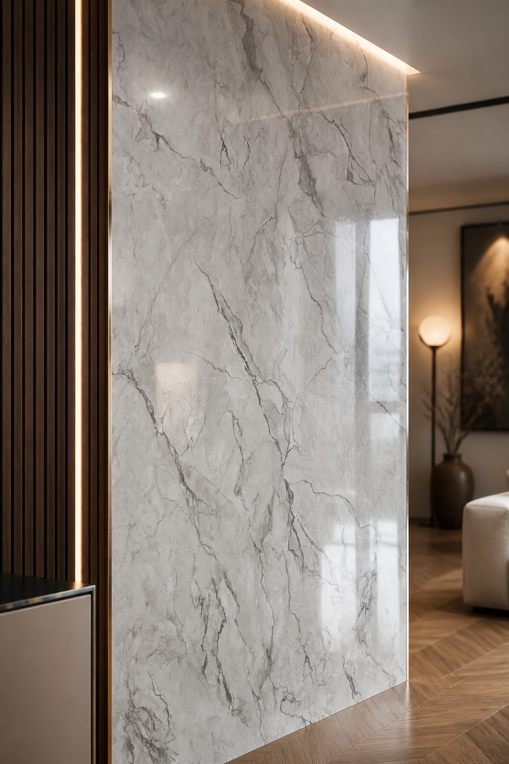 Camus White Sintered Stone Slab view 4