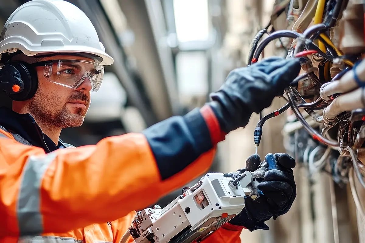 Elektriker während einer Messung