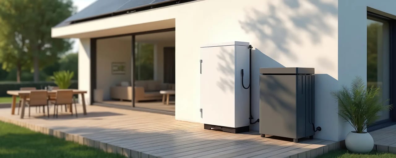 Haus mit Photovoltaik und Batteriespeicher