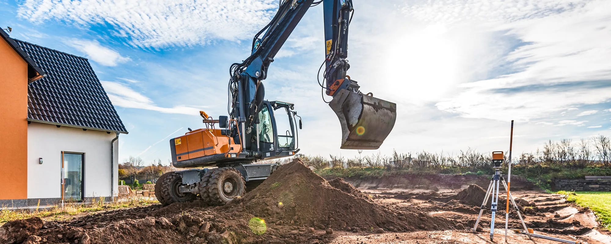 Tiefbauarbeiten bei einem Einfamilienhaus