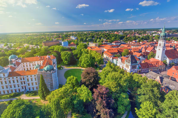 Stadt Celle aus der Vogelperspektive.