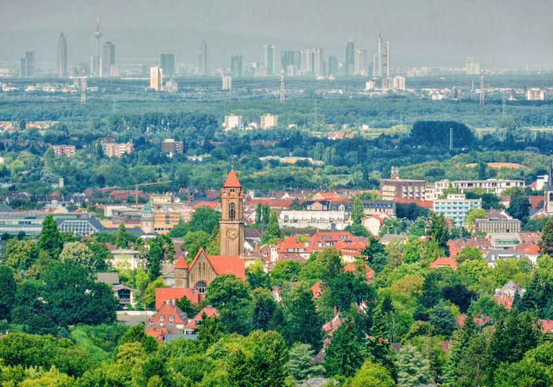 Ausblick auf die Stadt Darmstadt.