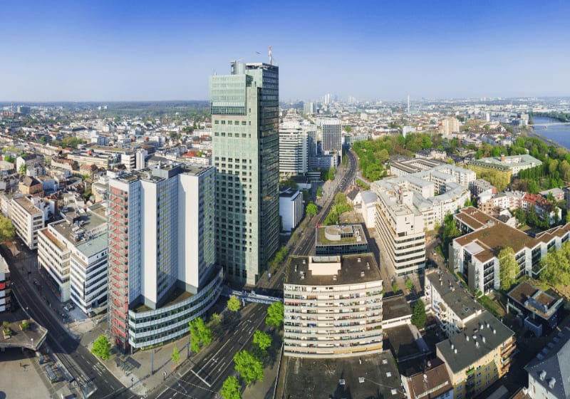 Eine Luftaufnahme von Offenbach am Main.