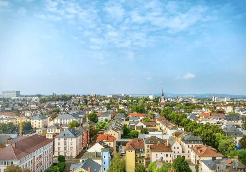 Panorama-Blick über die Stadt Gießen.
