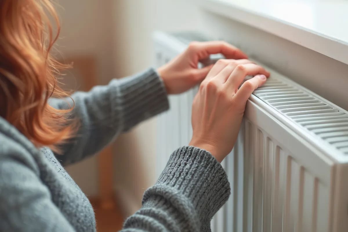 Hände am Heizkörper