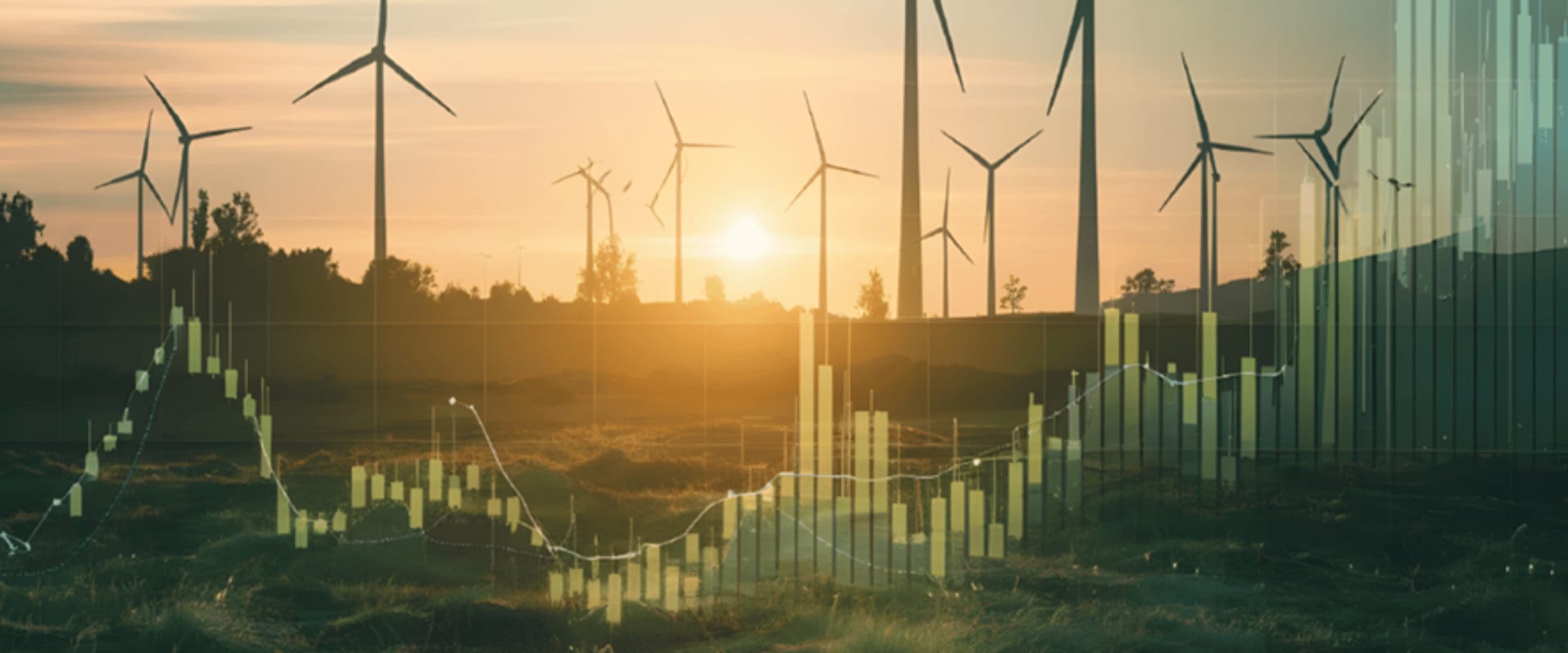 Windkarftanlage mit grafischer Darstelllung in Balkenform.