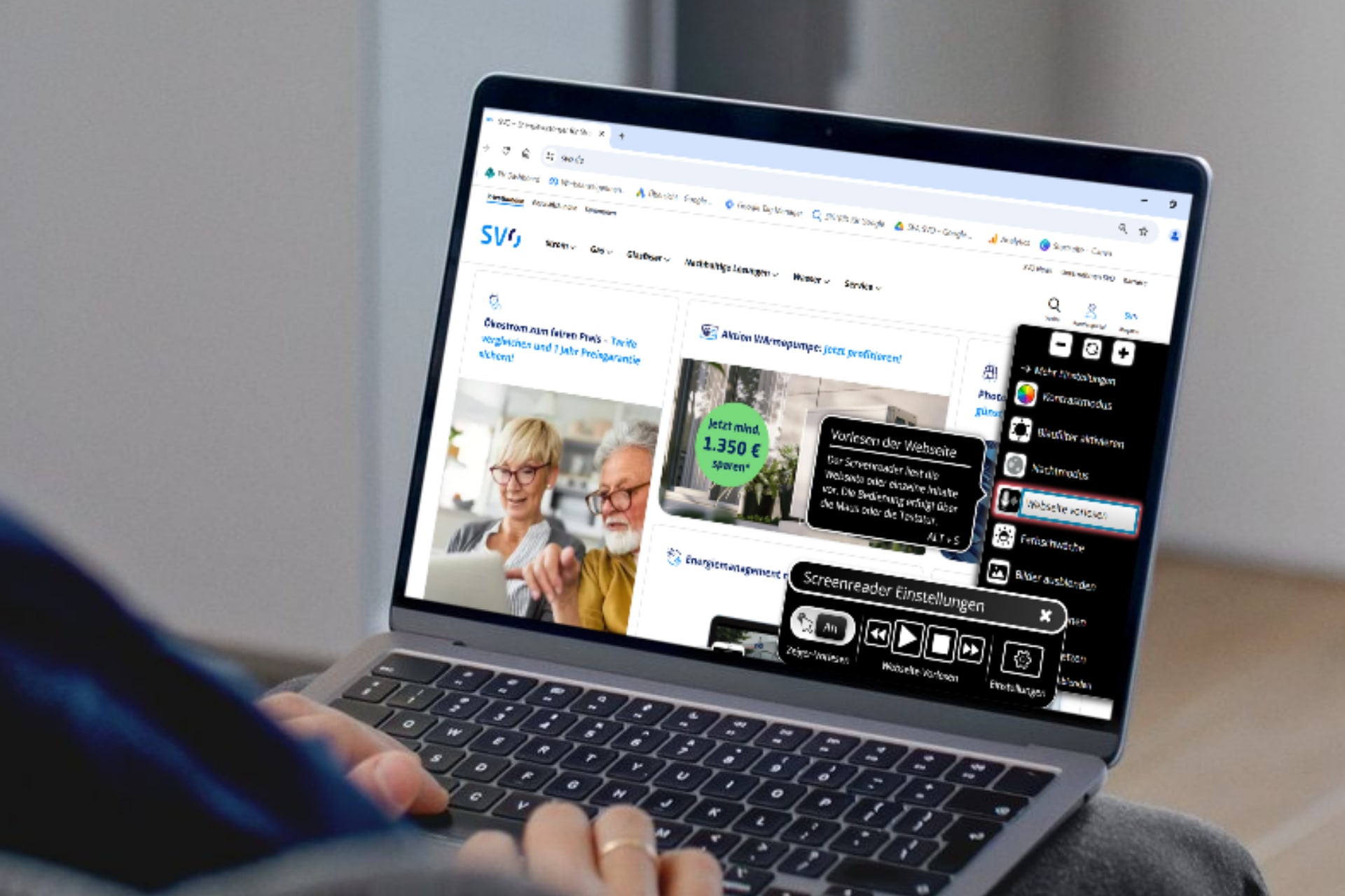 Laptop mit der neuen barrierefreien Website der SVO.