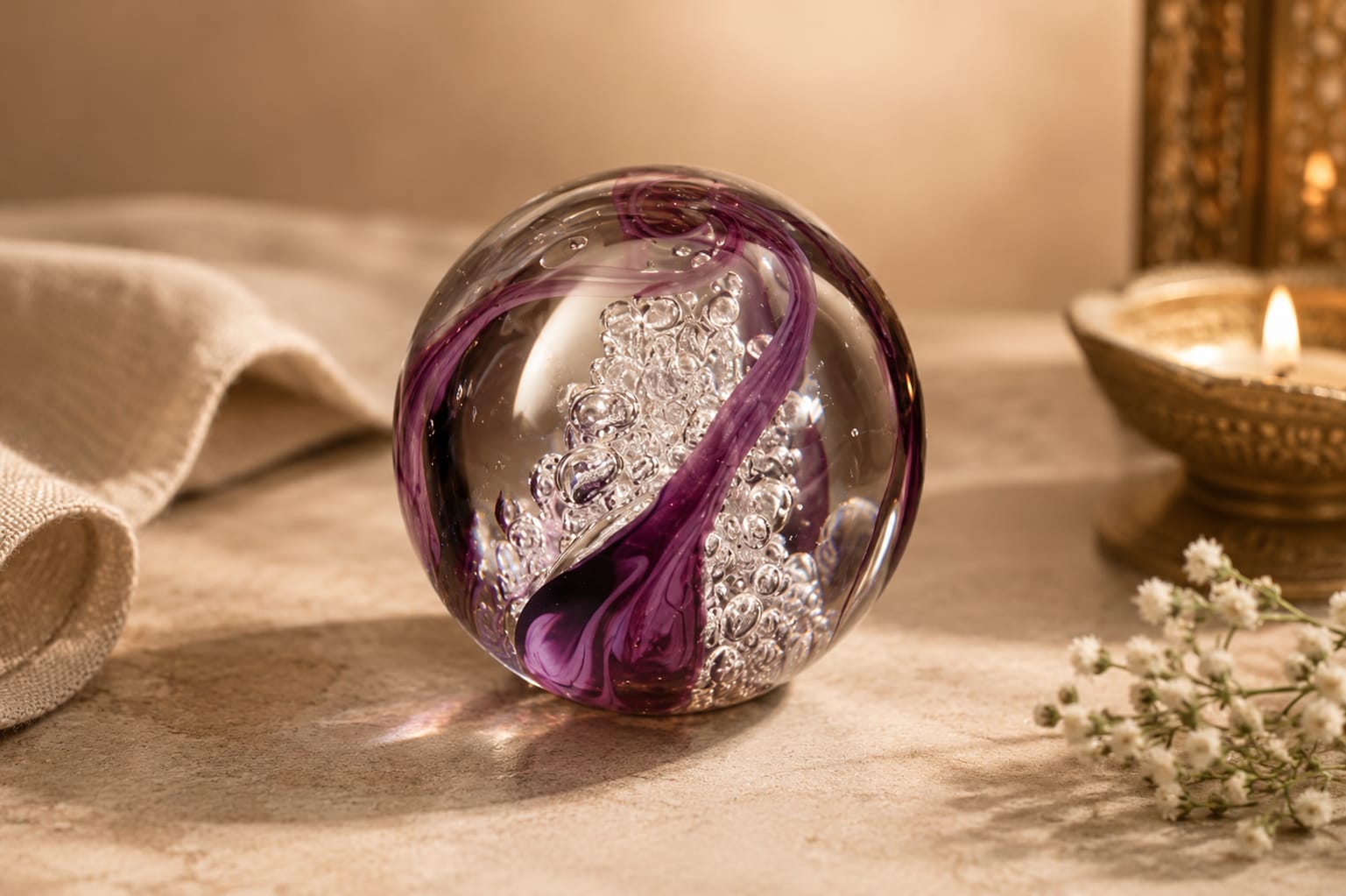 Purple Glass Paperweight