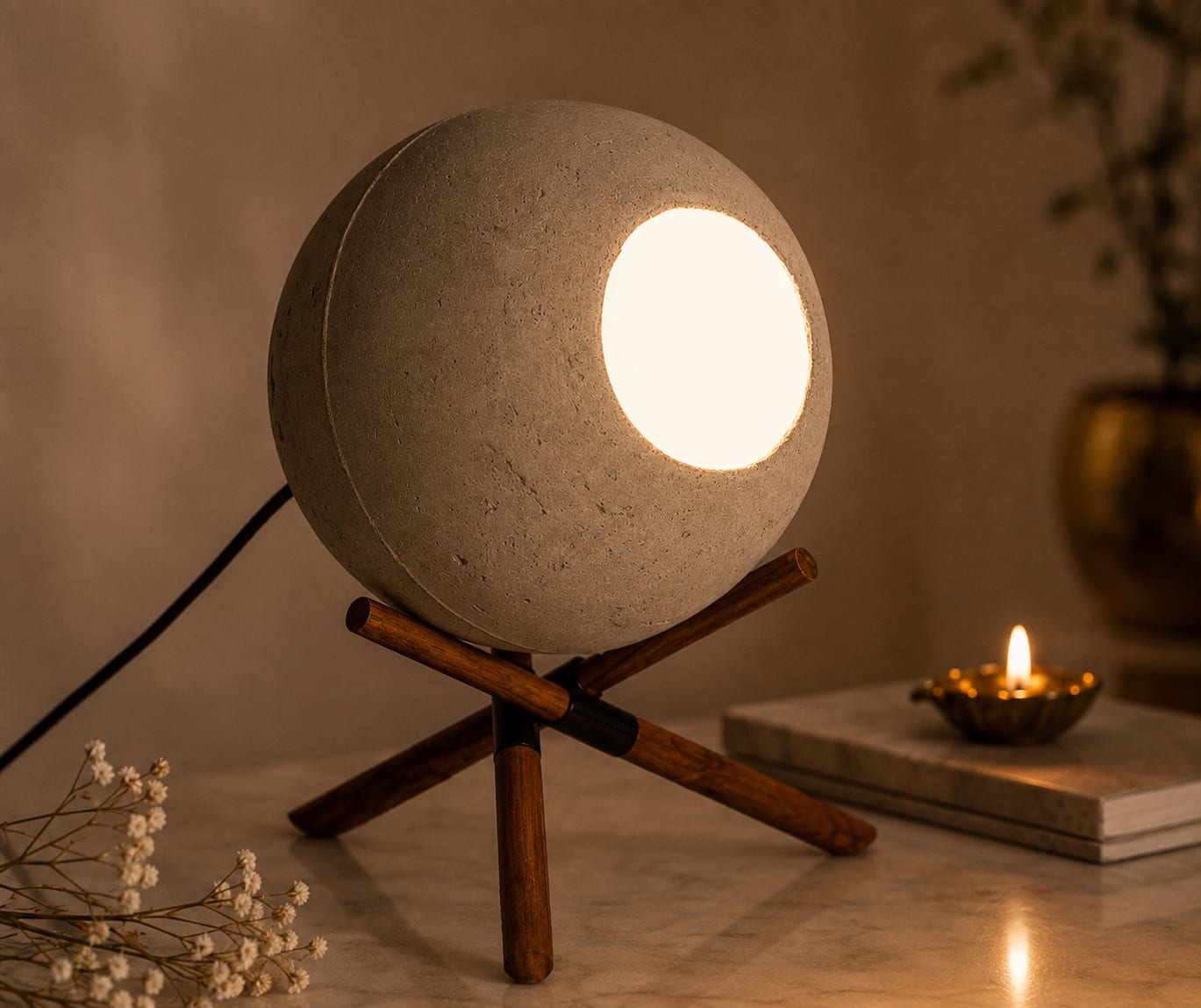 Faux Cement Table Lamp
