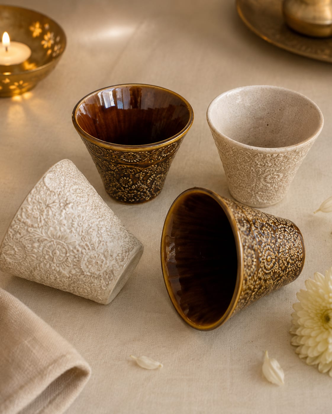 White & Gold Small Bowls