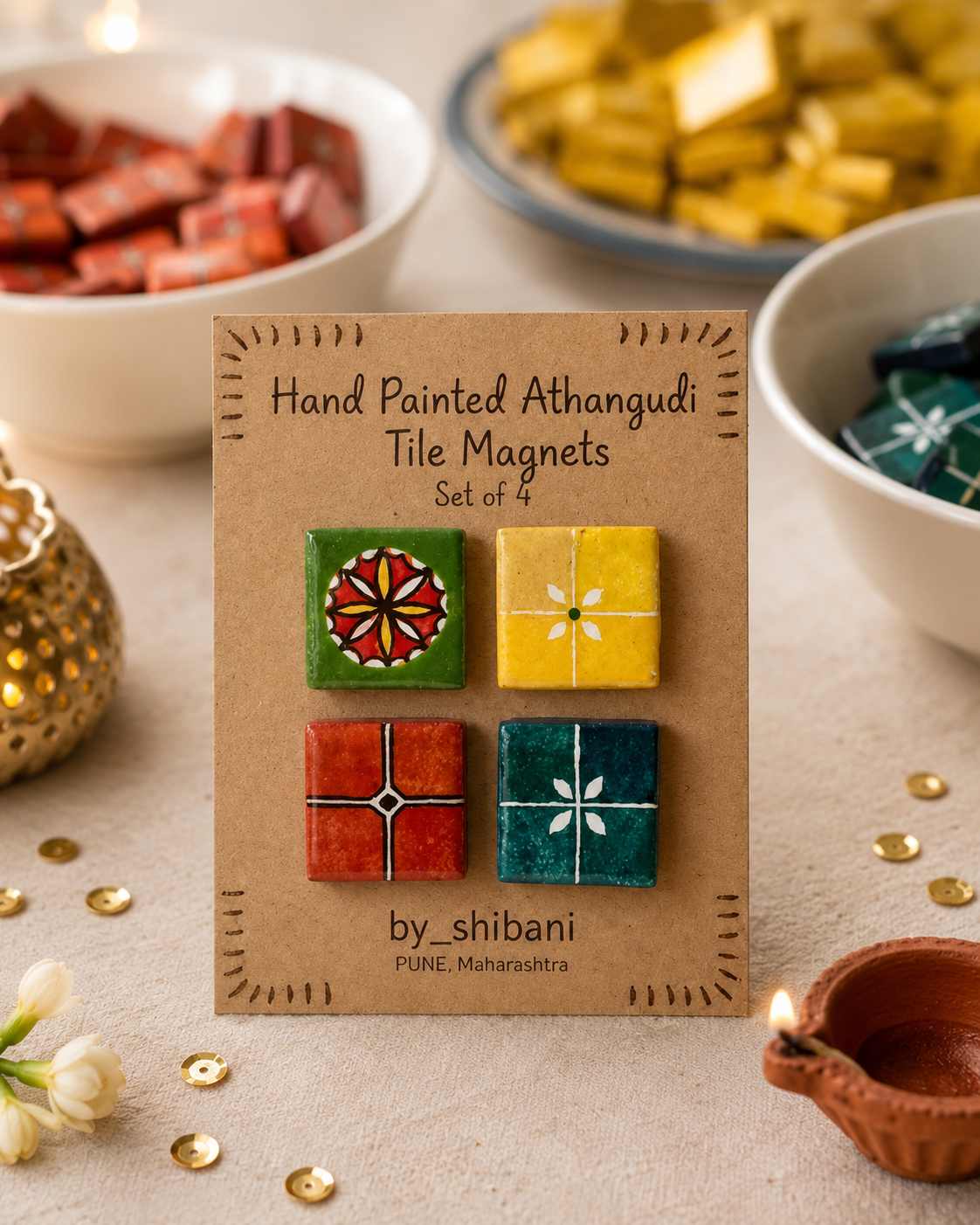 Handpainted Tile Magnets