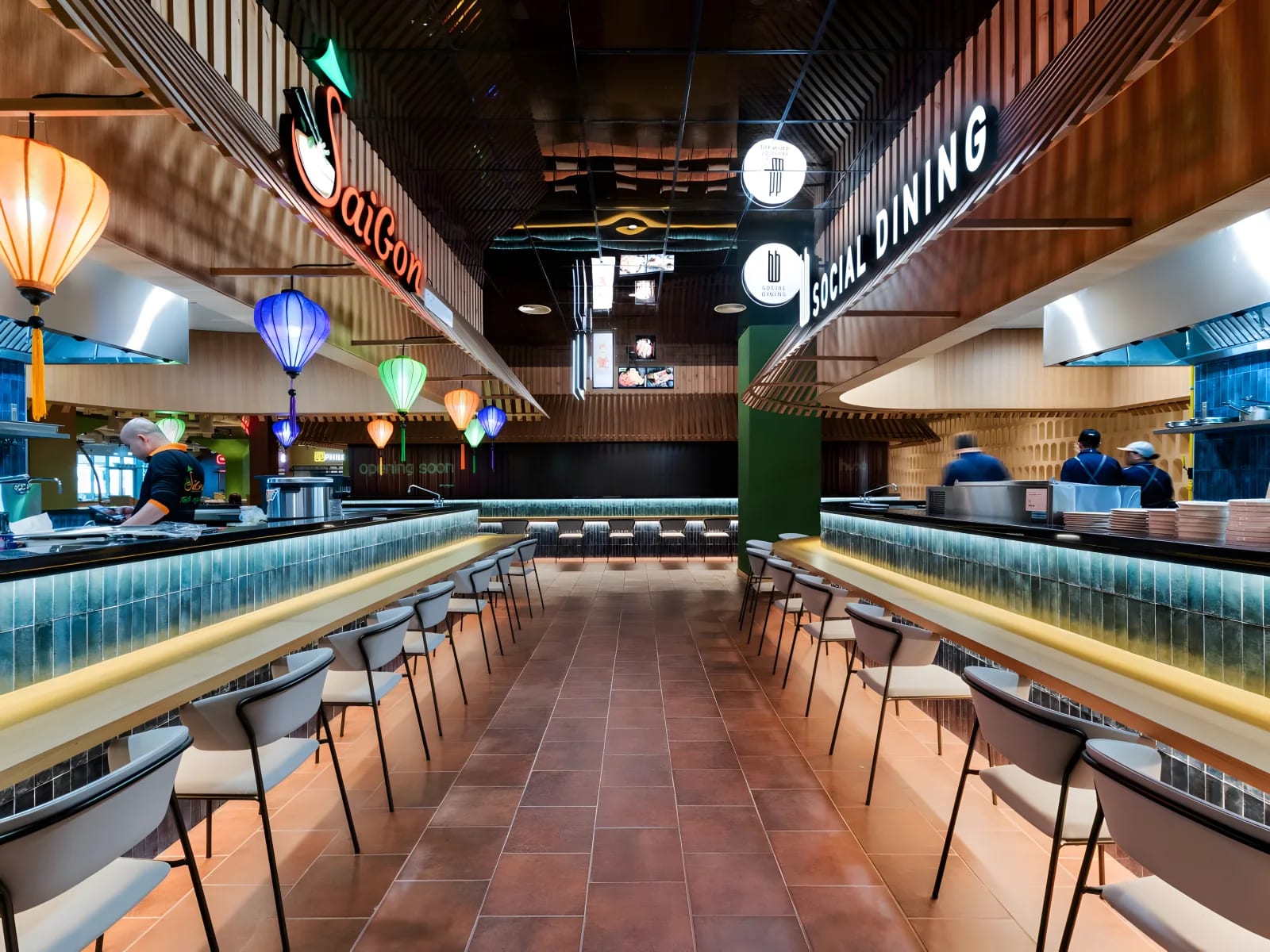 Huna at Yas Mall lighting and materials