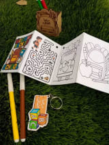 Mini carnet d'activités « Rentrée scolaire » + porte-clés ABC en bois – Cadeau enfant