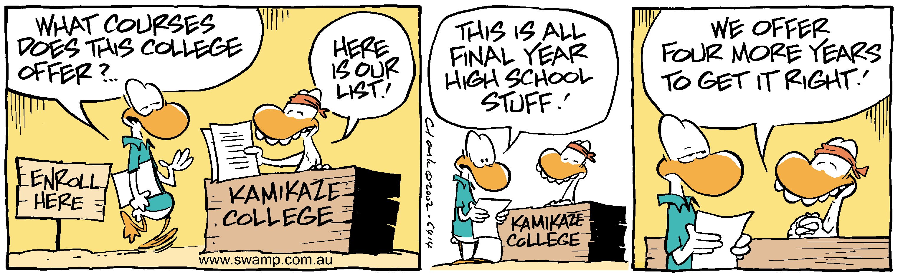 University Rights Cartoon Kamikaze College Right - Swamp Cartoons
