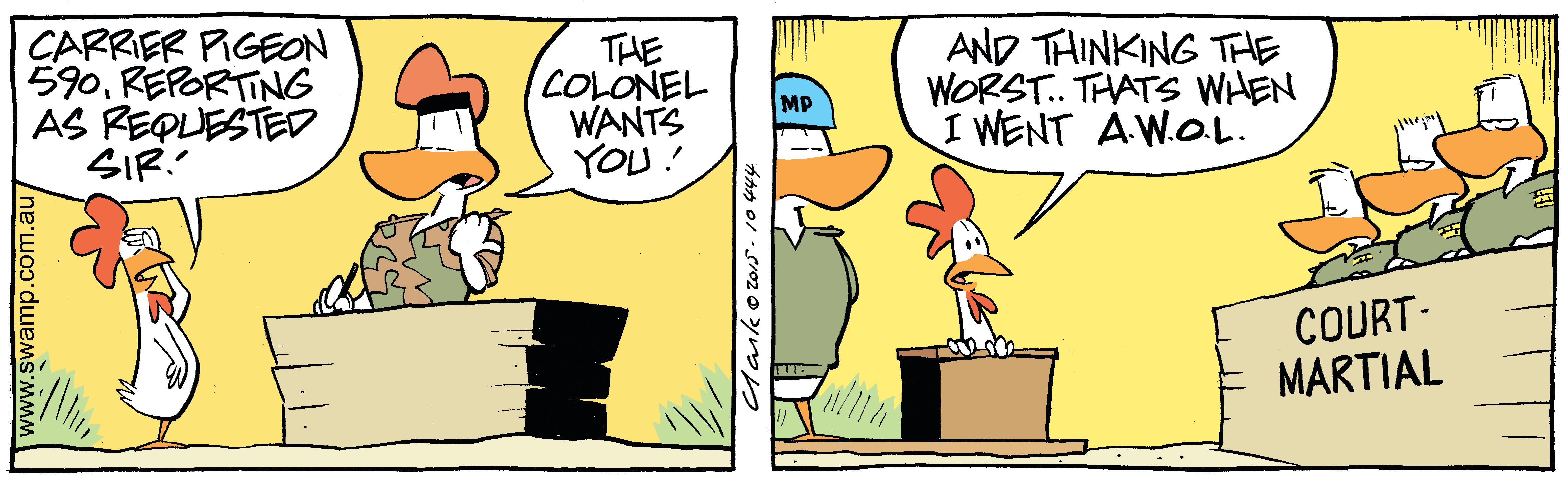 Carrier Pigeon Awol Comic - Swamp Cartoons