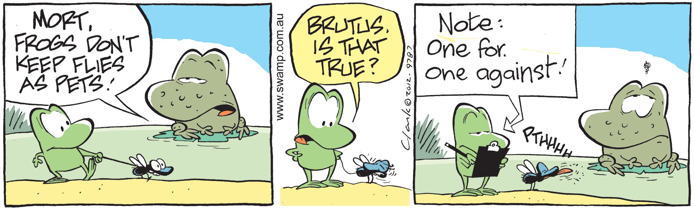 Wart Frog Informs Mort - Swamp Cartoons