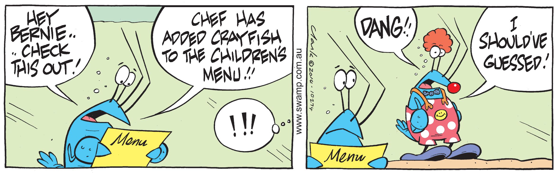 Bob the Crayfish Menu Comic