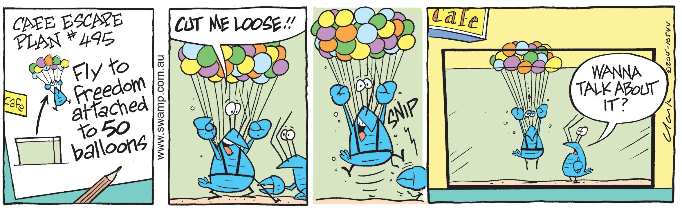 Bob Crayfish Balloon Escape Comic