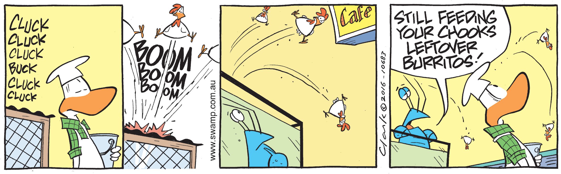 Chef Feeding Chickens Comic