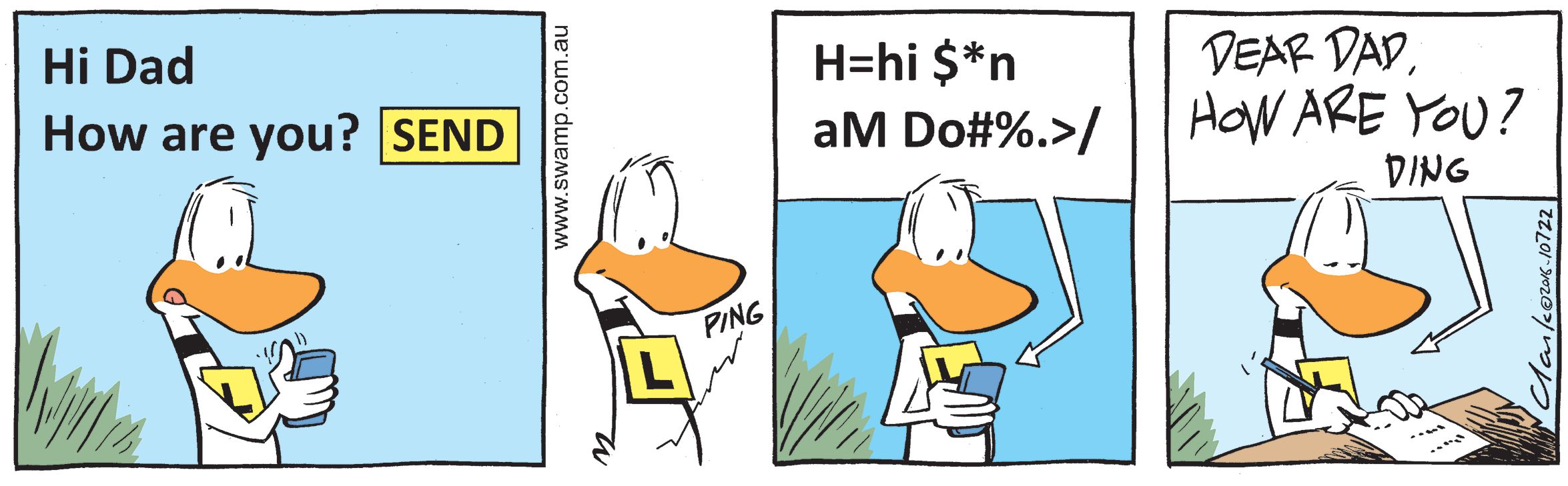 Ding Duck Texting Comic