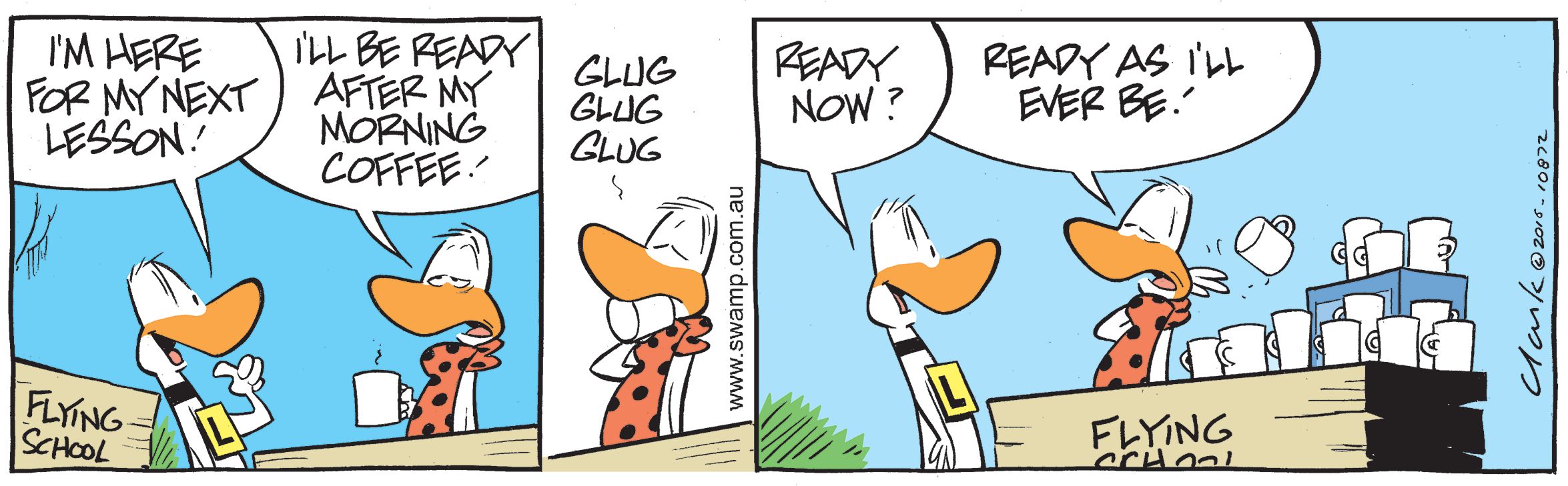 ready after his coffee