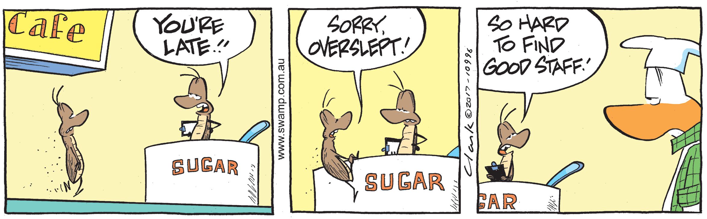 Arrives Late for Work